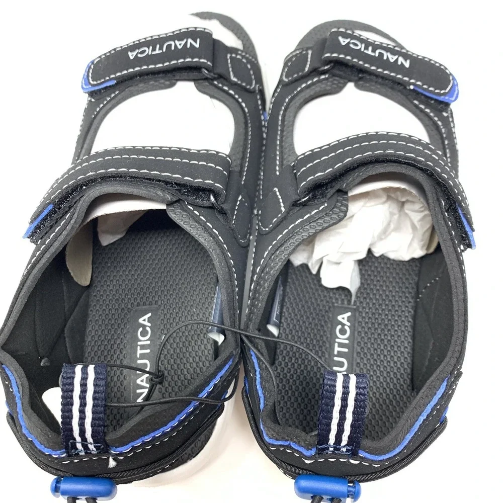 Nautica Kids Sz 4 Sports‎ Sandals Open Toe Athletic Beach Water Helm Black Blue